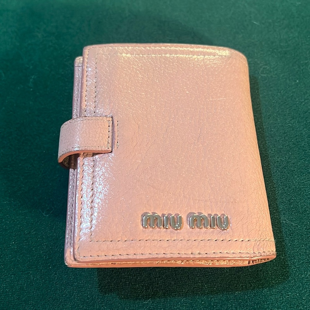 Miu Miu | 'Madras' small pink leather bifold wallet cardholder